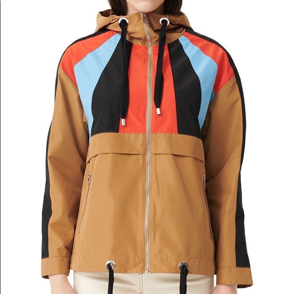 Maje Banela Colorblock Windbreaker Jacket in Camel